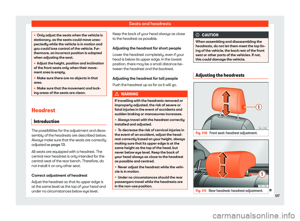 Seat Ibiza 2020  Owners manual Seats and headrests
