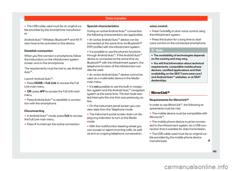 Seat Ibiza 2020  Owners manual Data transfer
