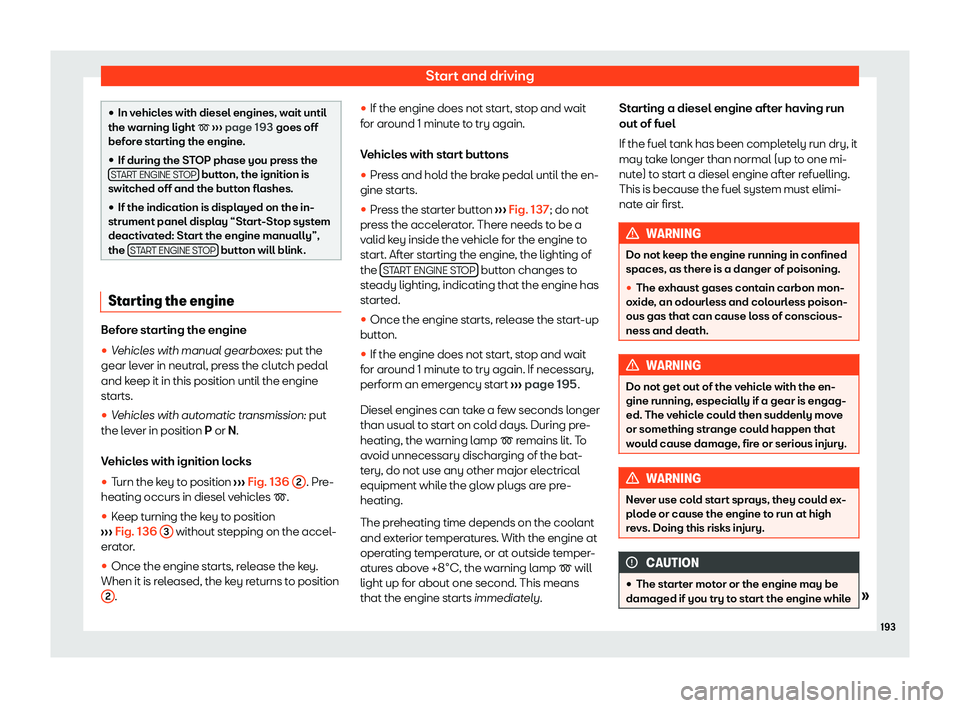 Seat Ibiza 2020  Owners manual Start and driving
