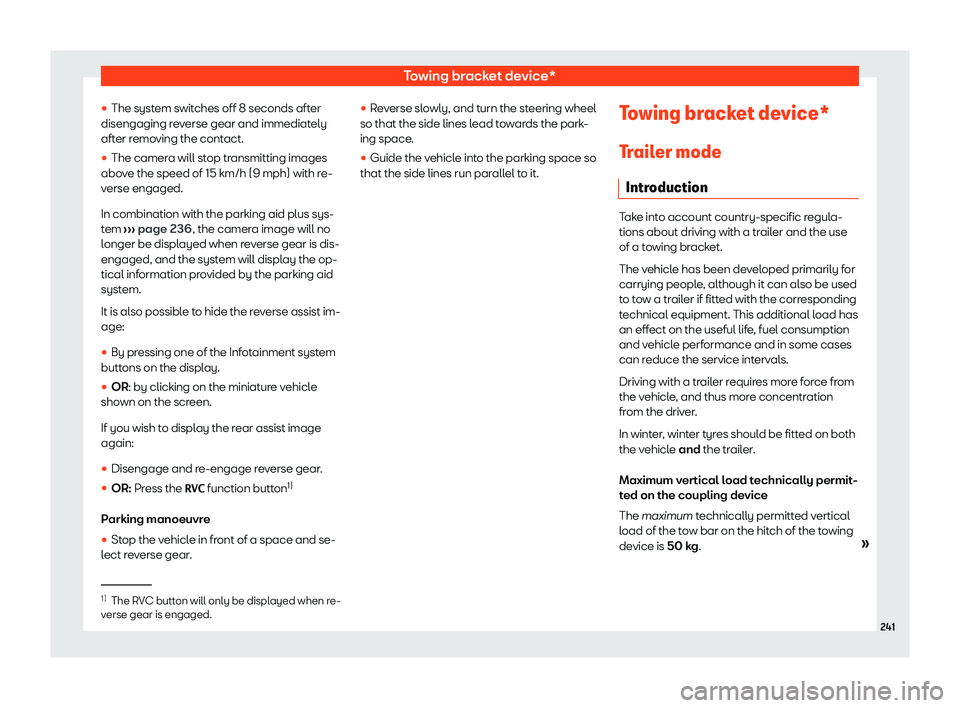 Seat Ibiza 2020  Owners manual Towing bracket device*
