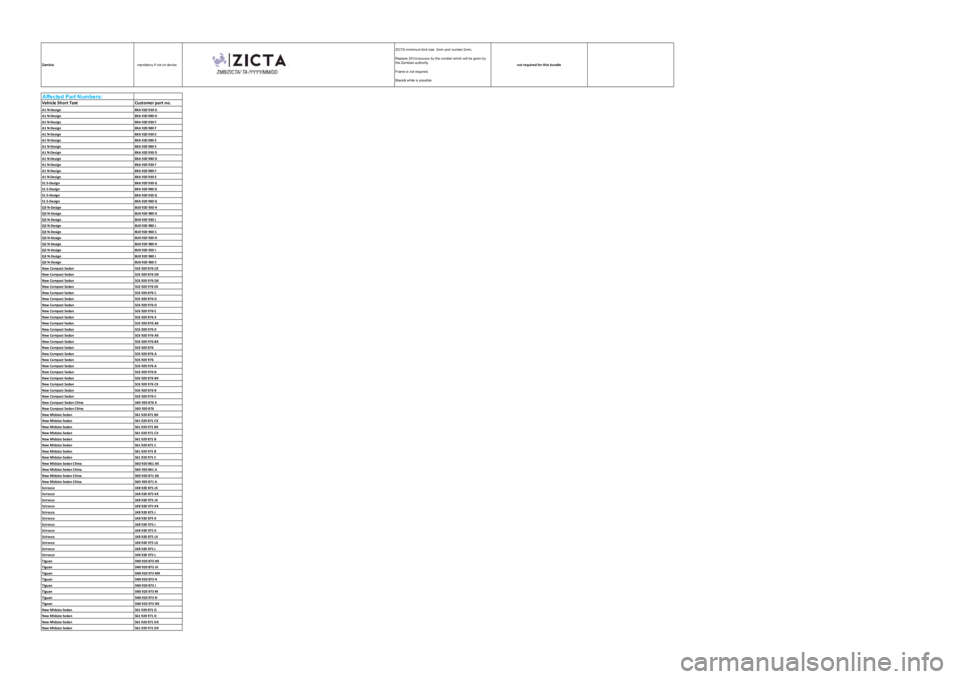Seat Ibiza 2020 Directive 2014/53/EU All platforms Zambiamandatory if not on device-ZICTA mimimum font size: 3mm and number:2mm, Replace 201/x/xxxxxxx by the number which will be given by the Zambian authority.Frame is not required.Black& white is pos Seat Ibiza 2020 Directive 2014/53/EU All platforms Zambiamandatory if not on device-ZICTA mimimum font size: 3mm and number:2mm, Replace 201/x/xxxxxxx by the number which will be given by the Zambian authority.Frame is not required.Black& white is pos