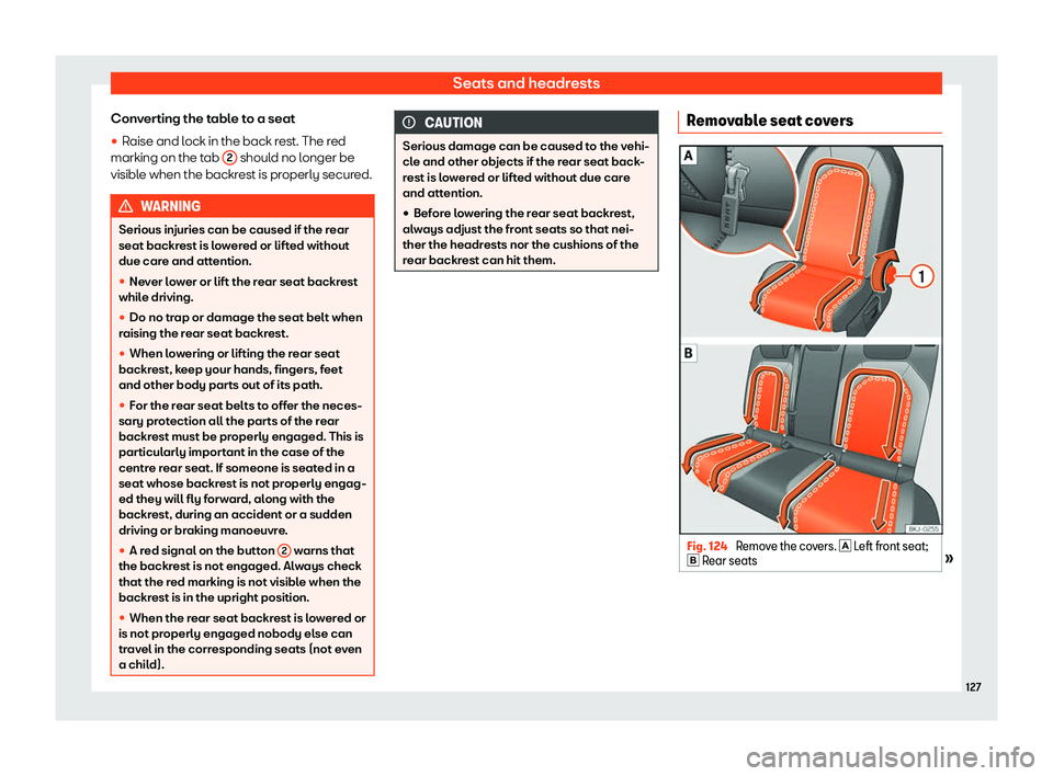 Seat Ibiza 2019  Owners manual Seats and headrests
Converting the table to a seat

