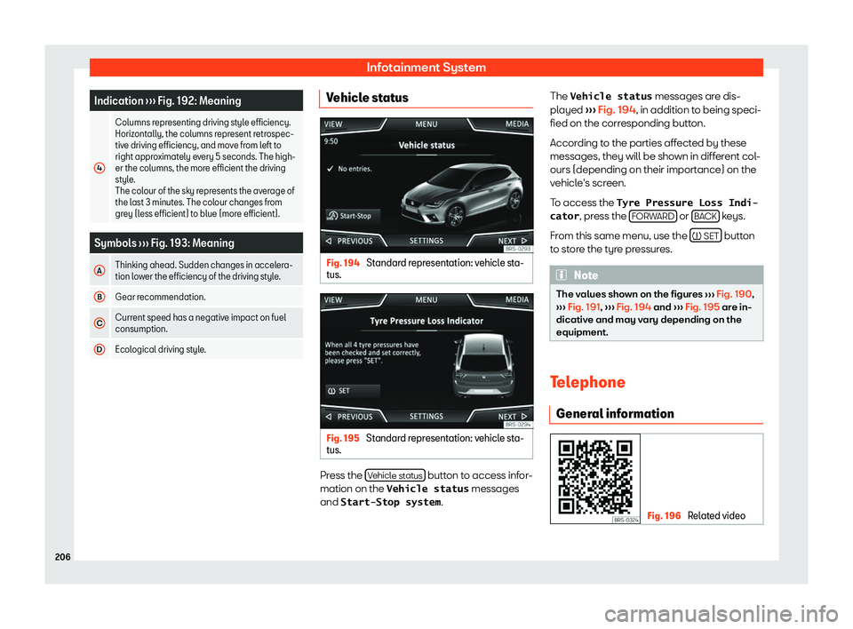 Seat Ibiza 2019  Owners manual Infotainment System
Indication 
