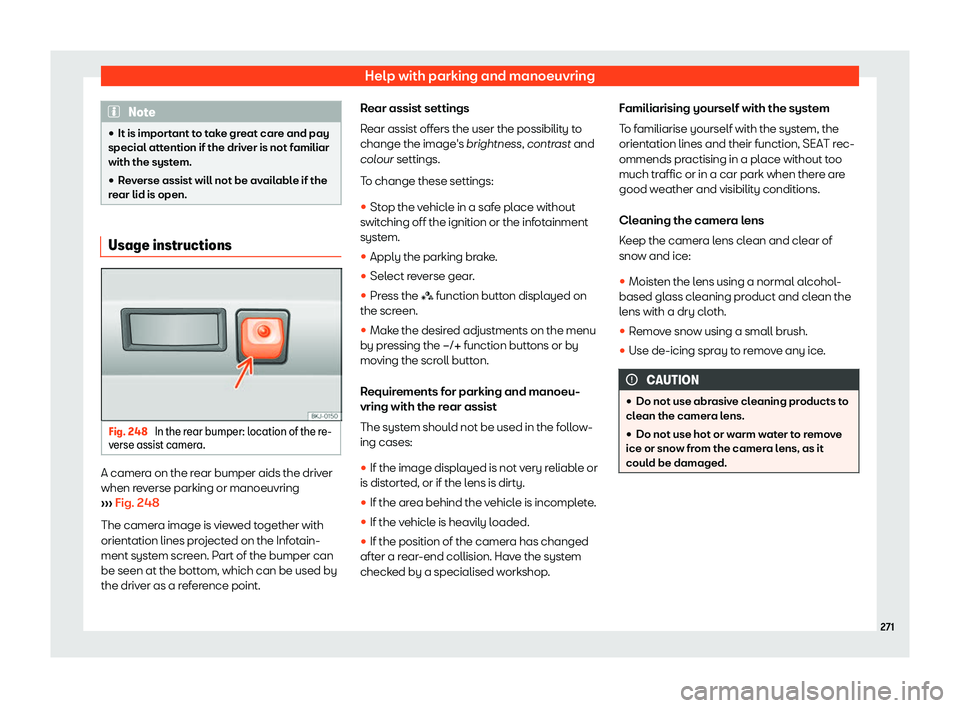 Seat Ibiza 2019  Owners manual Help with parking and manoeuvring
Note

