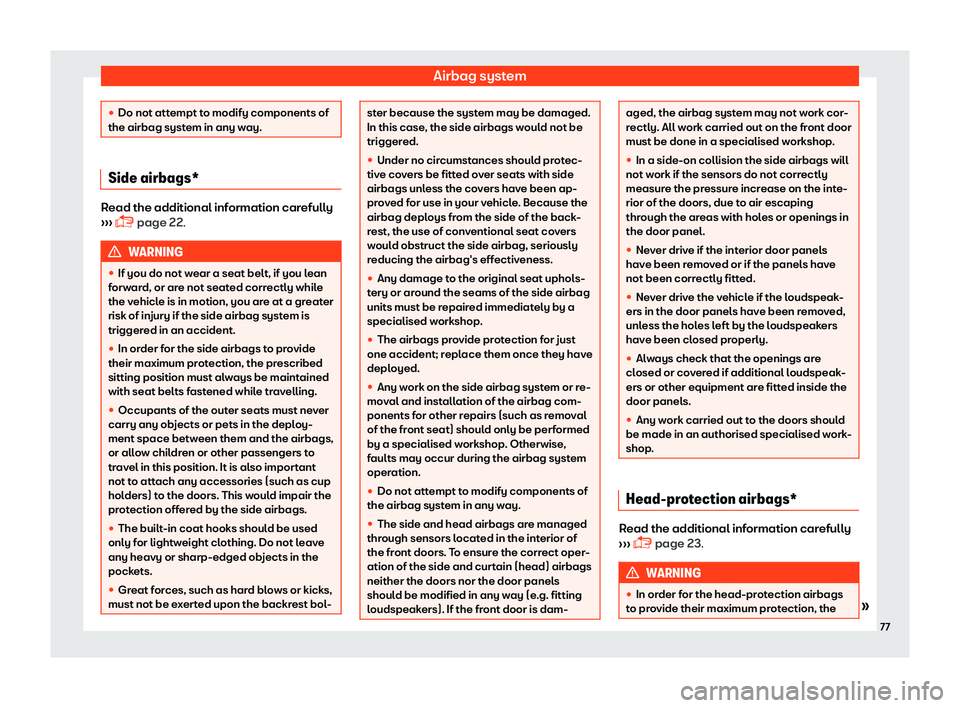 Seat Ibiza 2018 Manual PDF Airbag system
