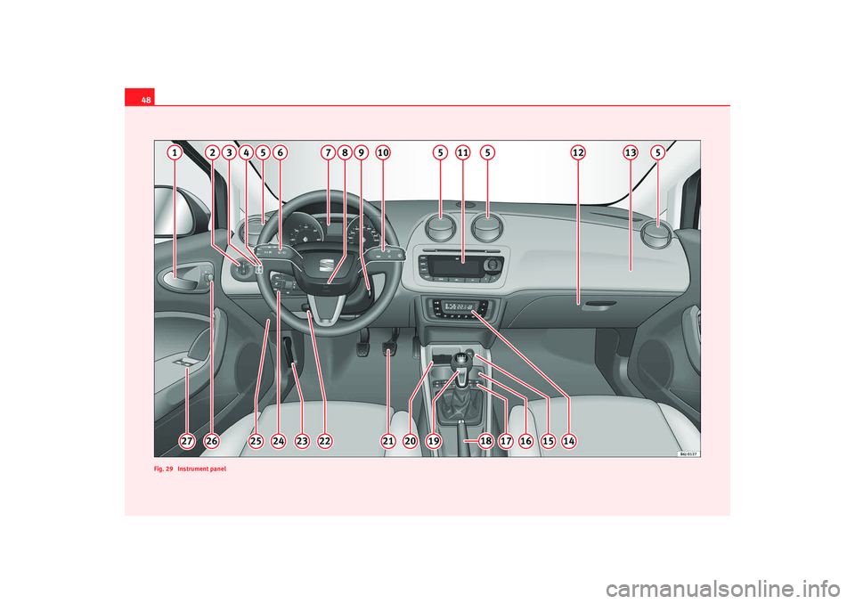 Seat Ibiza SC 2008 Service Manual 48
Fig. 29  Instrument panelIbiza SC_EN.book  Seite 48  Dienstag, 8. Juli 2008  5:36 17 