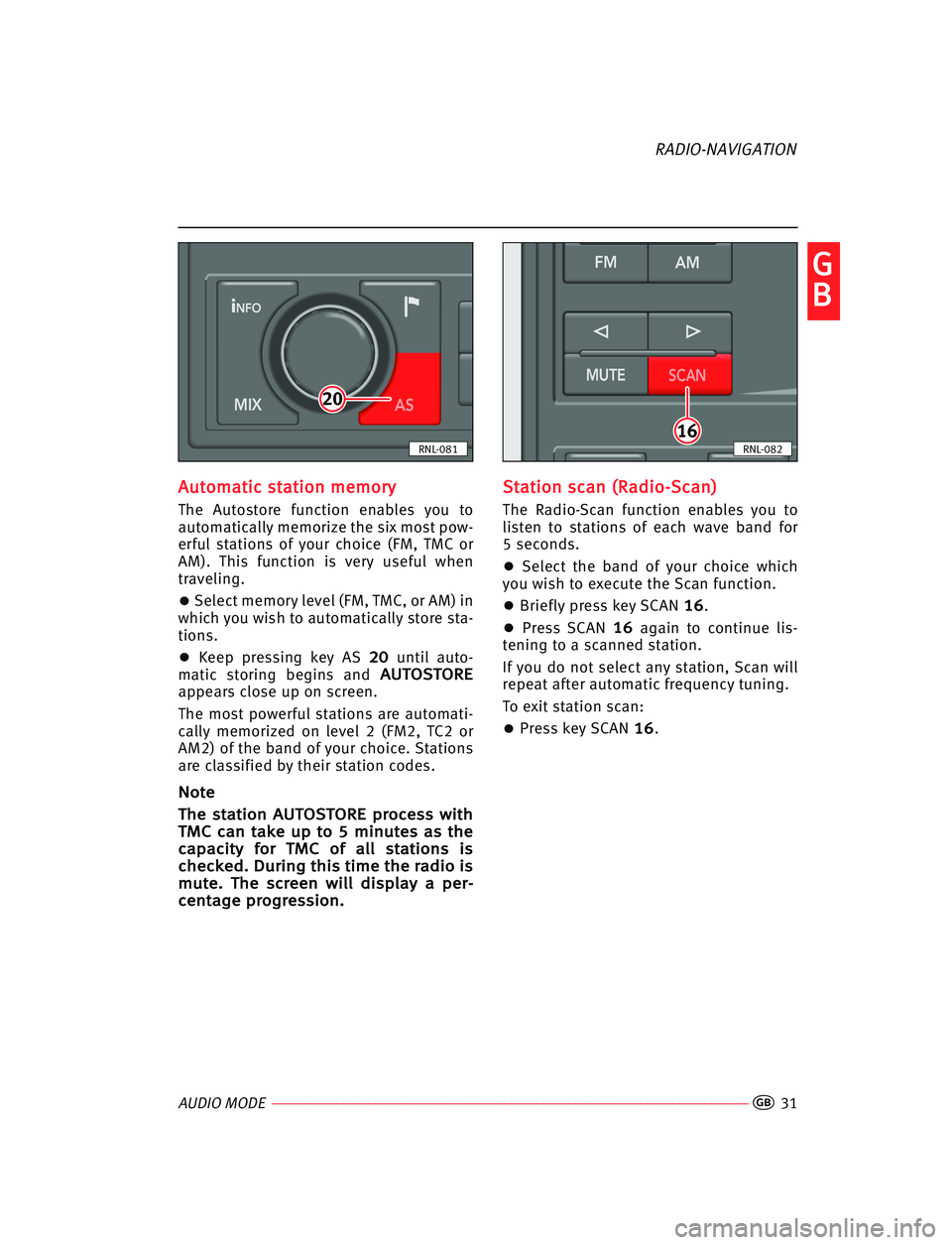 Seat Ibiza SC 2008  Radio System RADIO-NAVIGATION AUDIO MODE–––––––––––––––––––––––––––––––––––––––––––––––––––––––––––––––�