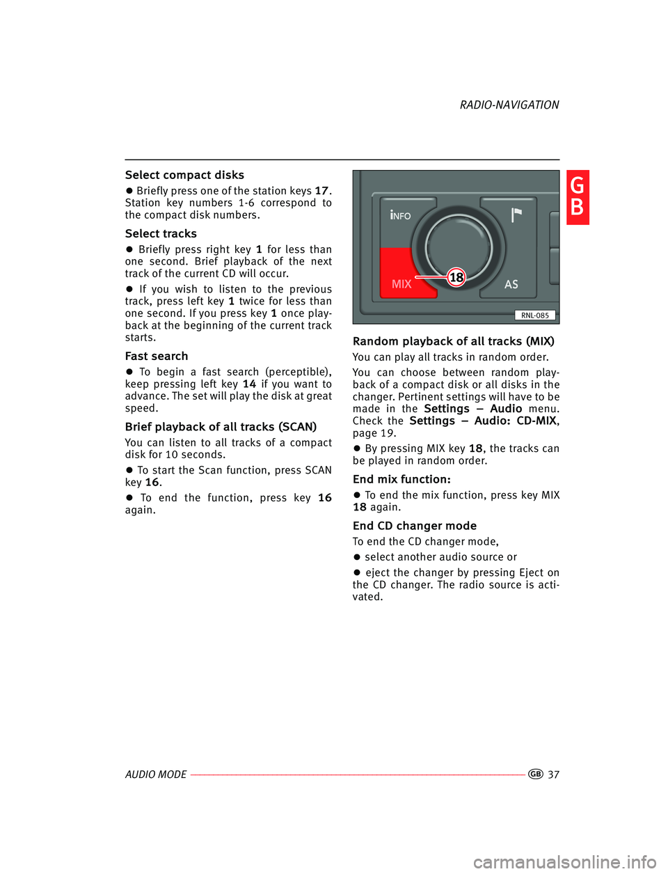 Seat Ibiza SC 2008  Radio System RADIO-NAVIGATION AUDIO MODE–––––––––––––––––––––––––––––––––––––––––––––––––––––––––––––––�