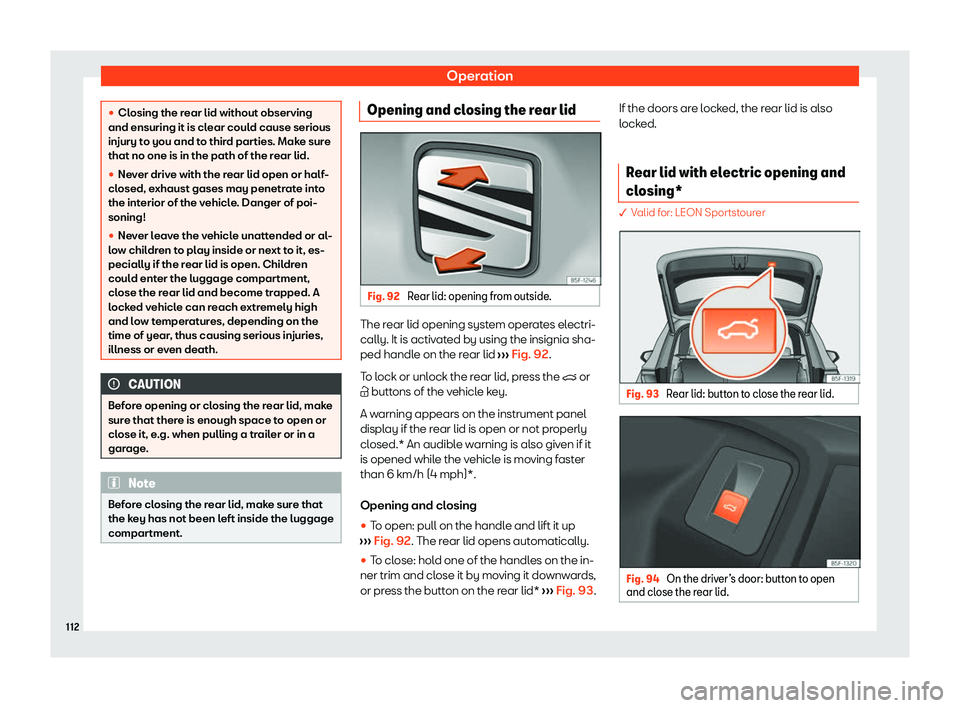 Seat Leon 2020  Owners manual Operation
