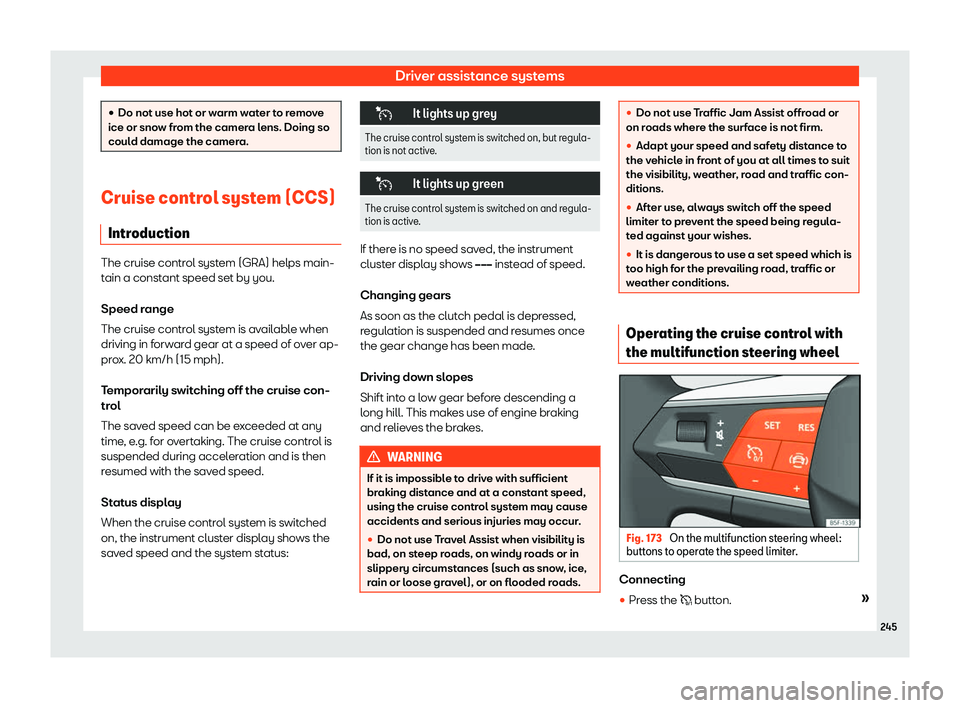Seat Leon 2020  Owners manual Driver assistance systems
