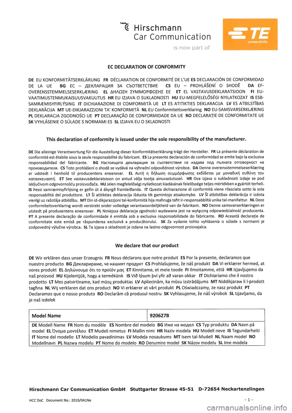 Seat Leon 2020  Directive 2014/53/EU  General 