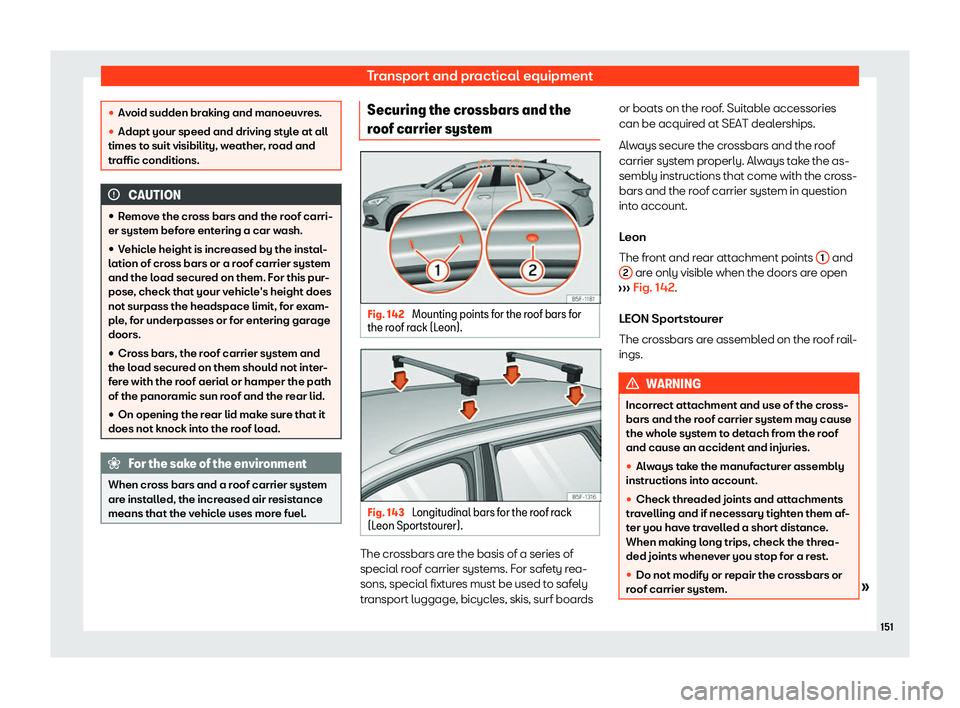 Seat Leon Sportstourer 2020  Owners manual Transport and practical equipment
