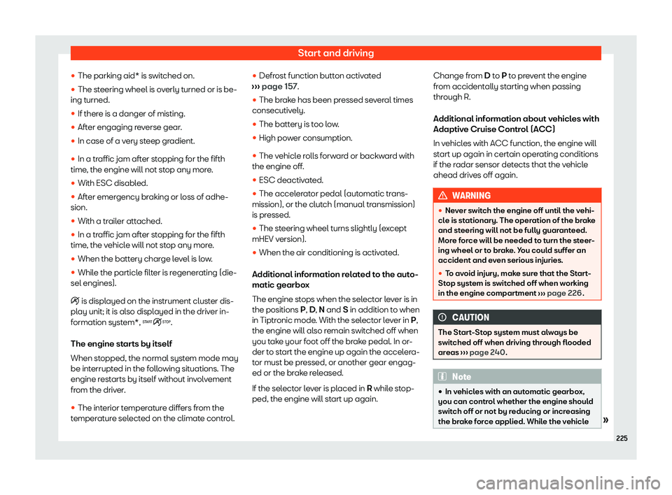 Seat Leon Sportstourer 2020  Owners manual Start and driving

