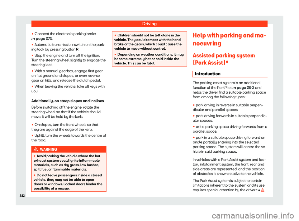 Seat Leon Sportstourer 2020  Owners manual Driving
