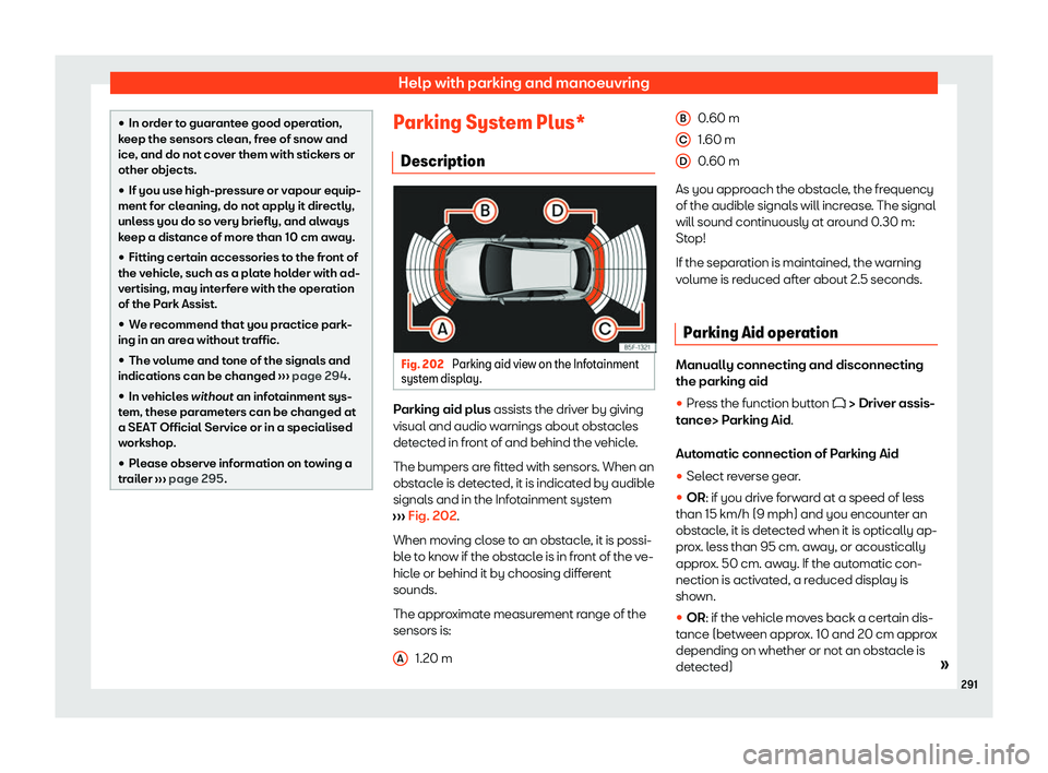 Seat Leon Sportstourer 2020  Owners manual Help with parking and manoeuvring
