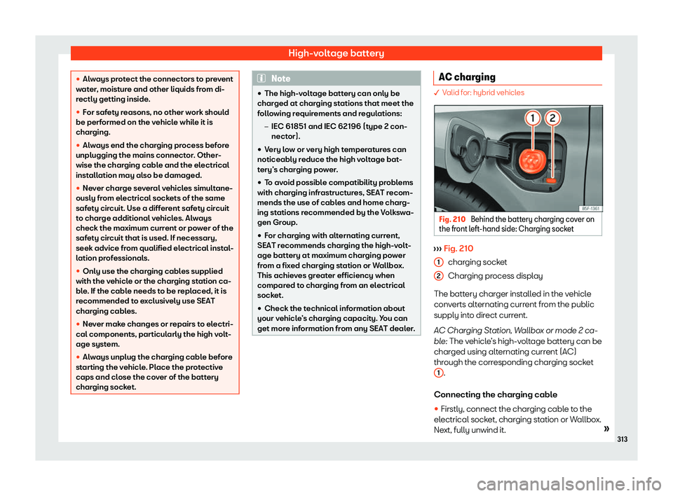 Seat Leon Sportstourer 2020  Owners manual High-voltage battery
