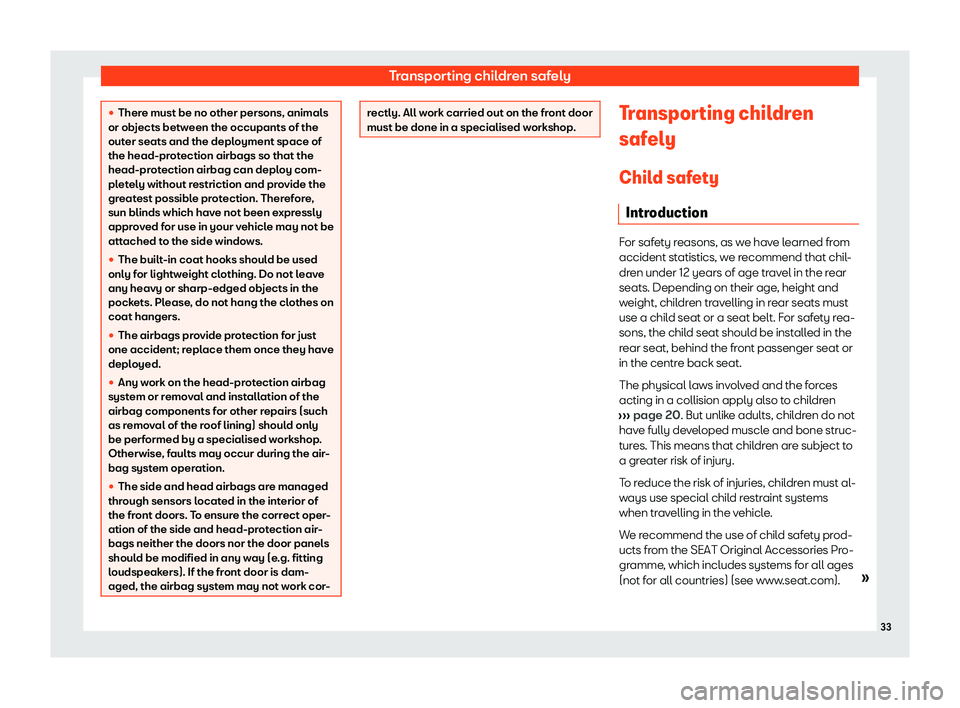 Seat Leon Sportstourer 2020 Owners Guide Transporting children safely
