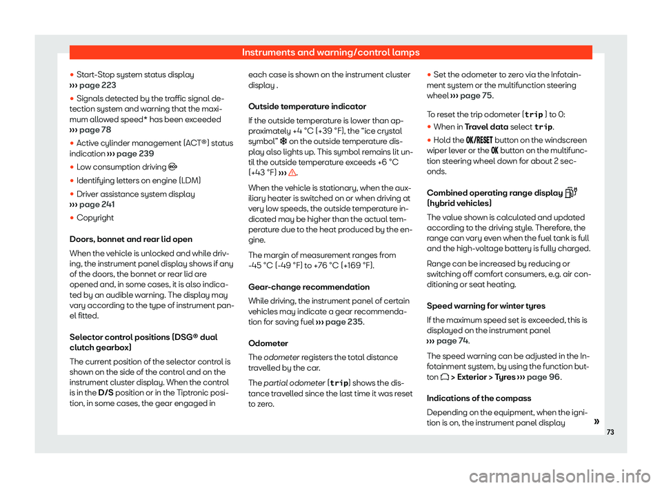 Seat Leon Sportstourer 2020 Manual PDF Instruments and warning/control lamps
