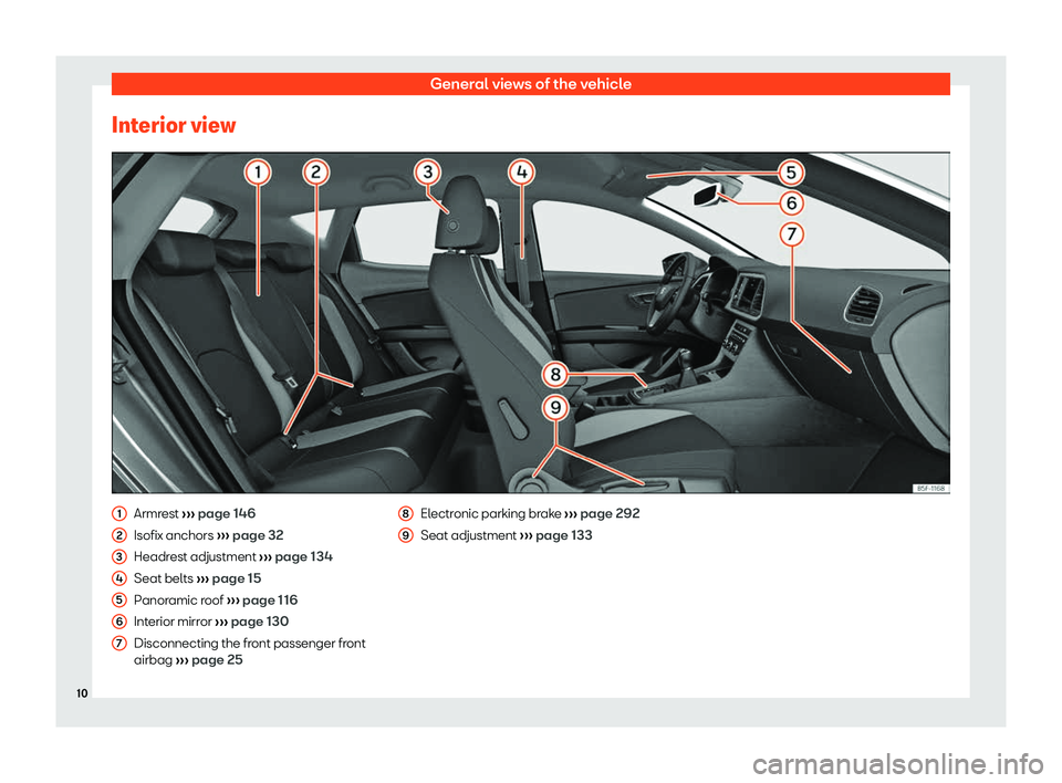 Seat Leon 2019 User Guide General views of the vehicle
Interior view Armrest 
