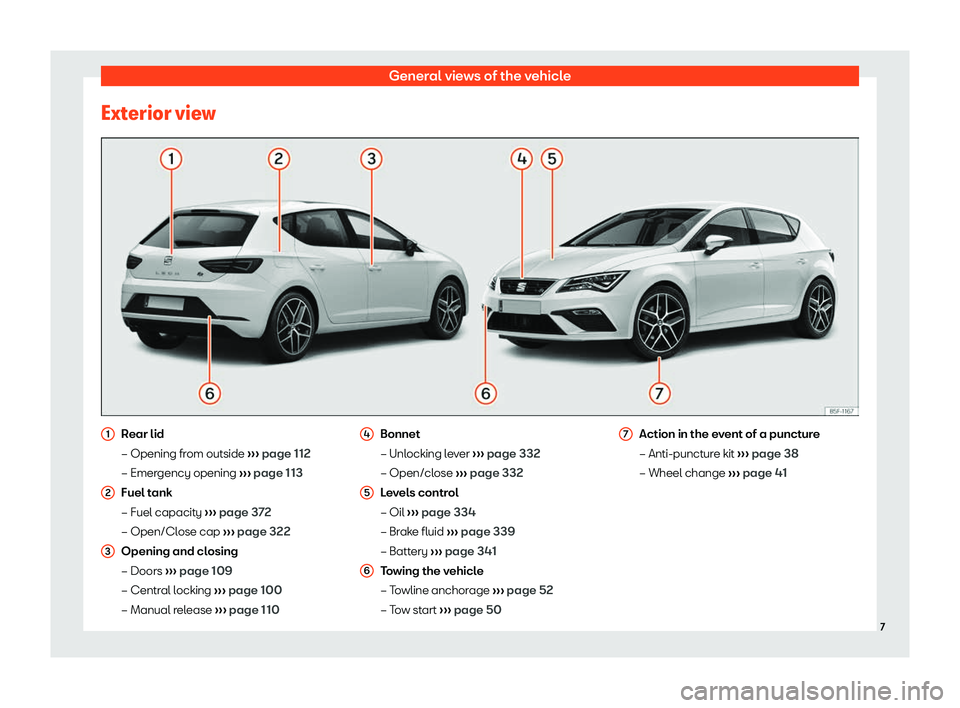 Seat Leon 2019  Owners manual General views of the vehicle
Exterior view Rear lid
