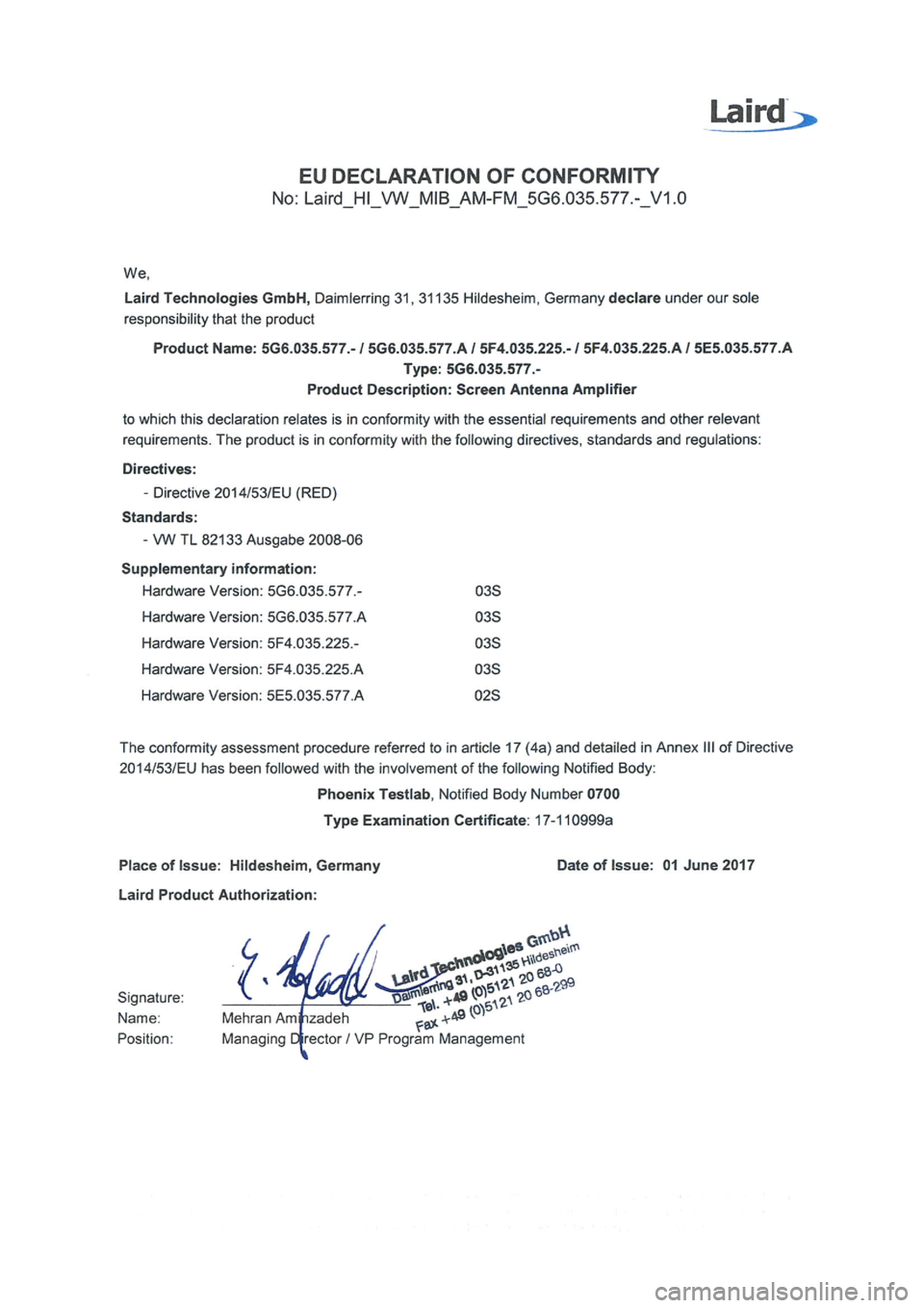 Seat Leon 2019 Directive 2014/53/EU Aerial amplifiers Seat Leon 2019 Directive 2014/53/EU Aerial amplifiers