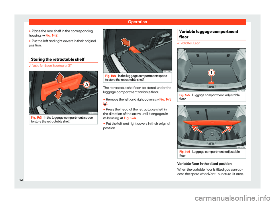 Seat Leon Sportstourer 2019  Owners manual Operation
