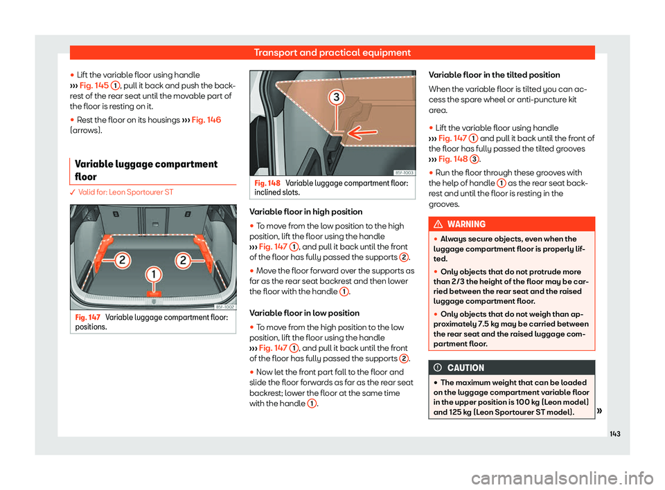 Seat Leon Sportstourer 2019  Owners manual Transport and practical equipment
