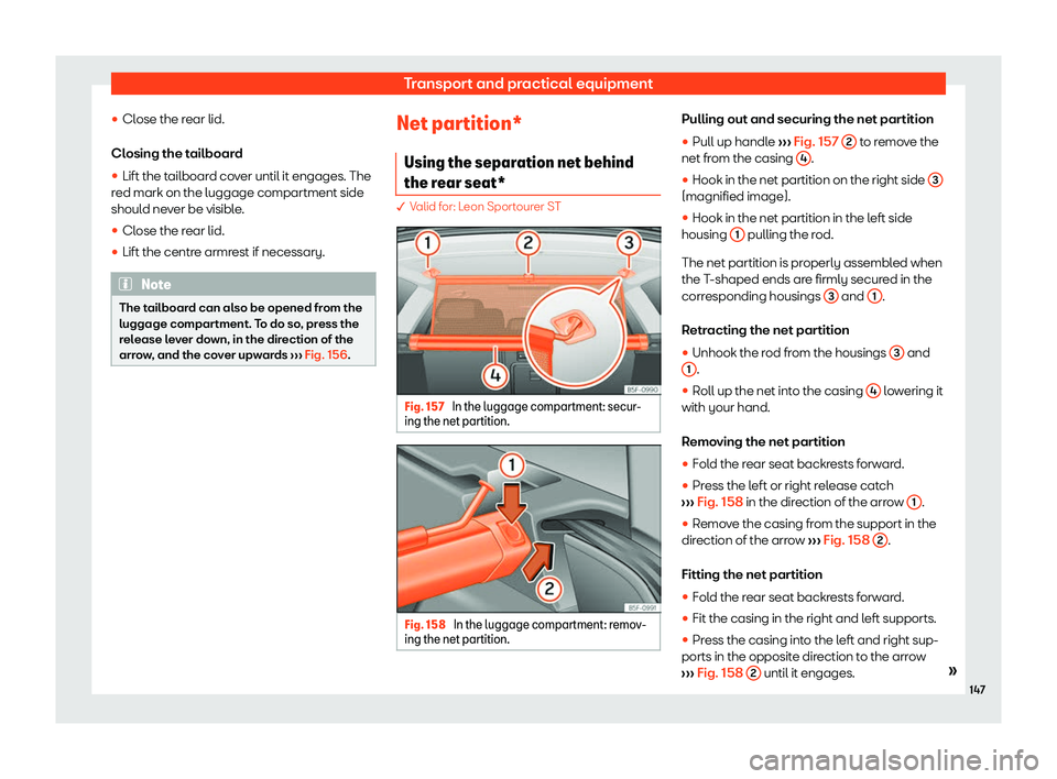 Seat Leon Sportstourer 2019  Owners manual Transport and practical equipment
