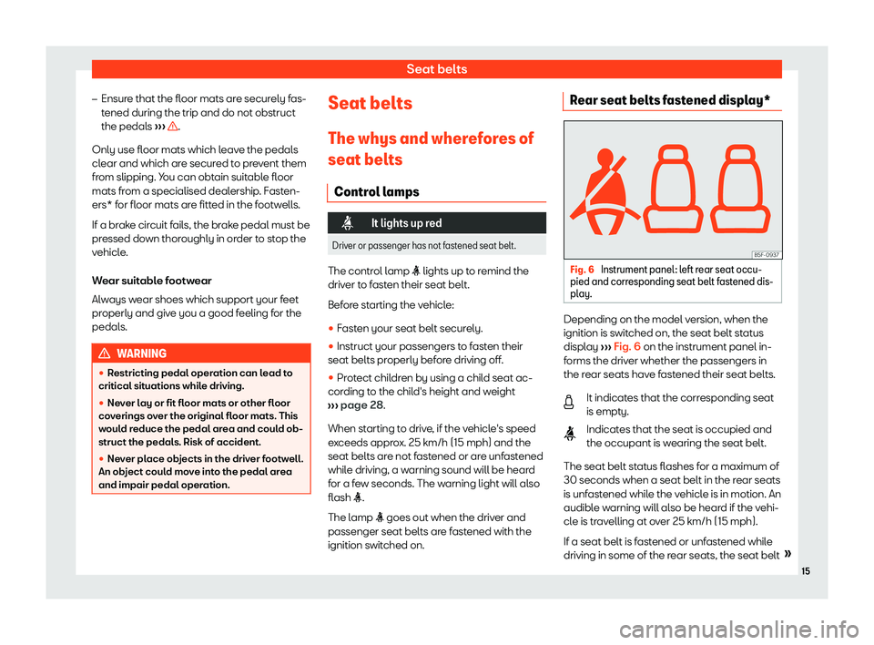 Seat Leon Sportstourer 2019 User Guide Seat belts
�