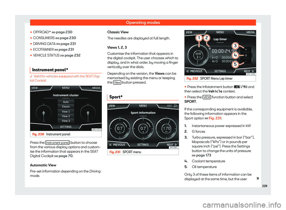 Seat Leon Sportstourer 2019  Owners manual Operating modes

