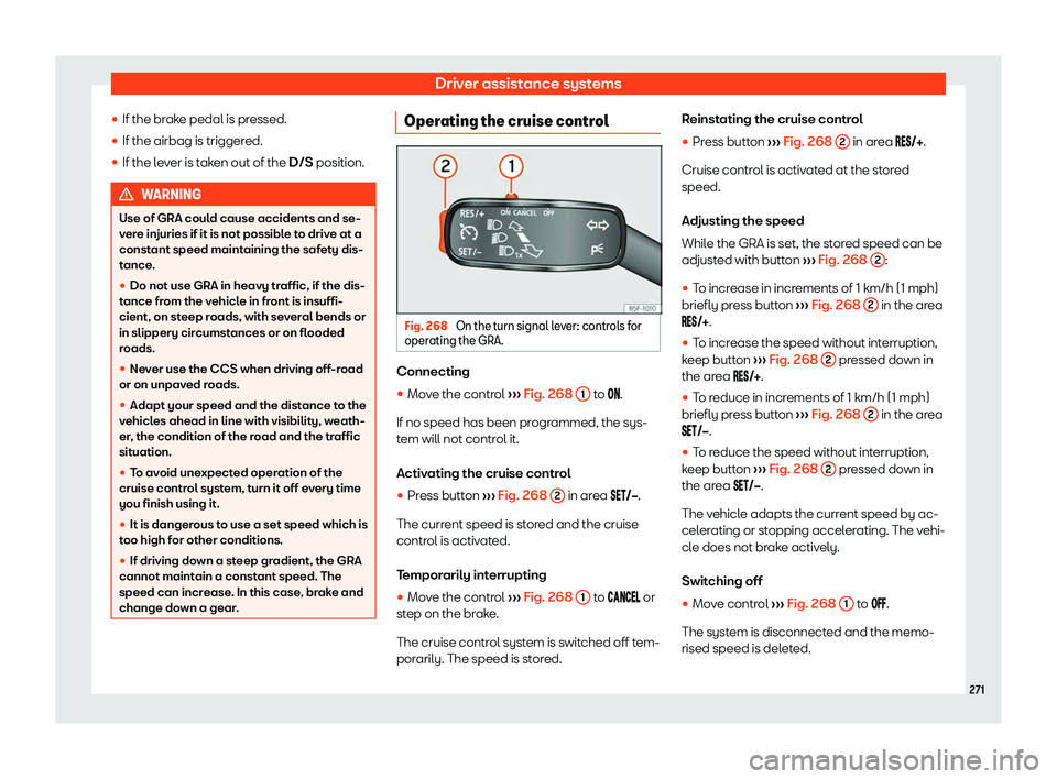 Seat Leon Sportstourer 2019  Owners manual Driver assistance systems
