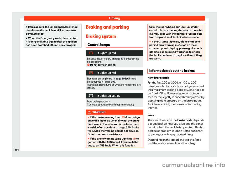 Seat Leon Sportstourer 2019  Owners manual Driving
