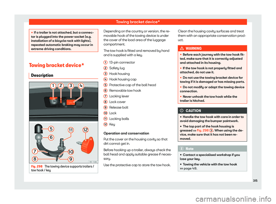 Seat Leon Sportstourer 2019  Owners manual Towing bracket device*
