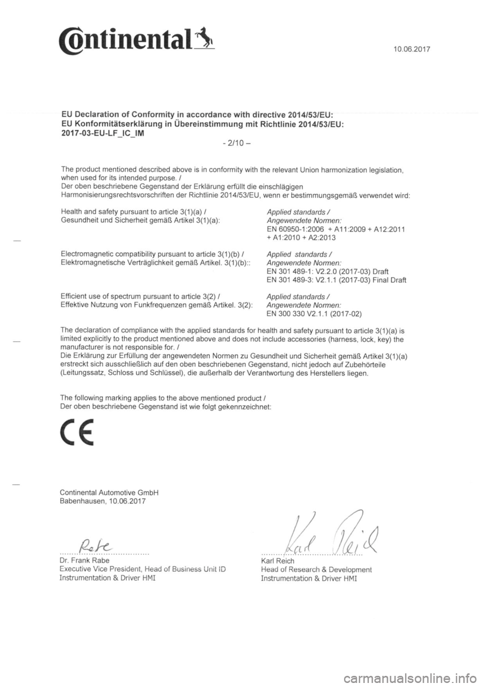 Seat Leon Sportstourer 2019  Directive 2014/53/EU Instrument panel 