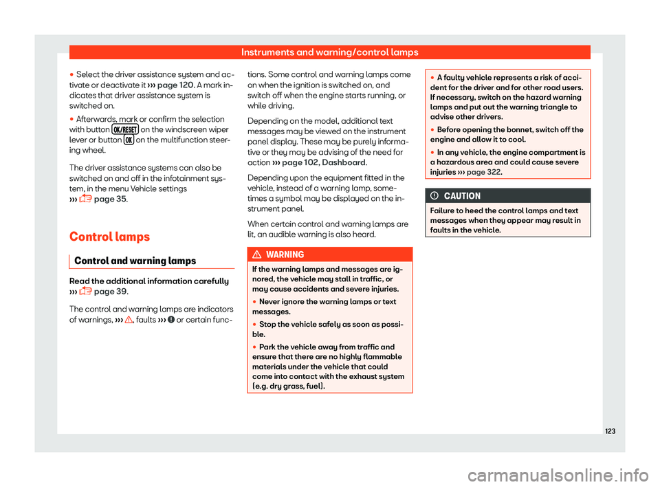 Seat Leon 2018  Owners manual Instruments and warning/control lamps
