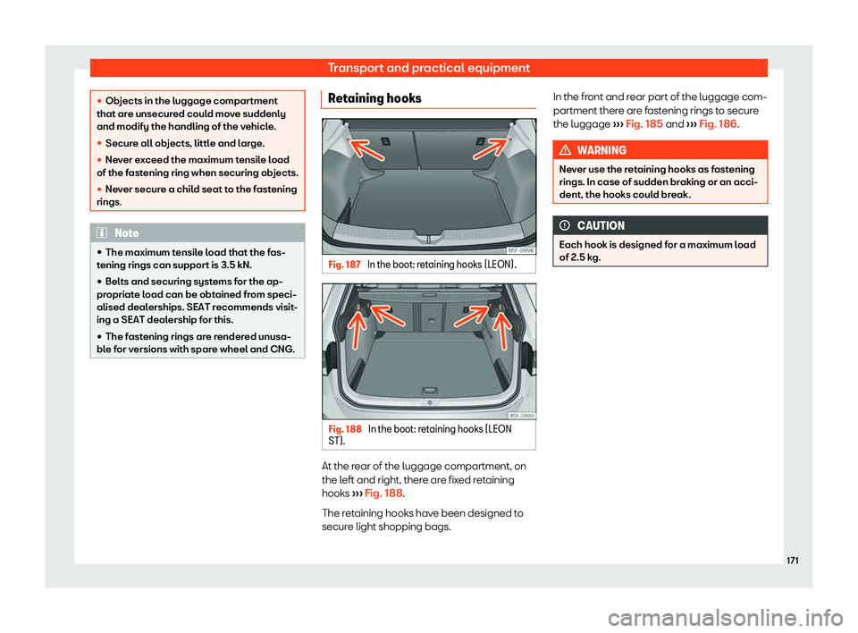 Seat Leon 2018  Owners manual Transport and practical equipment
