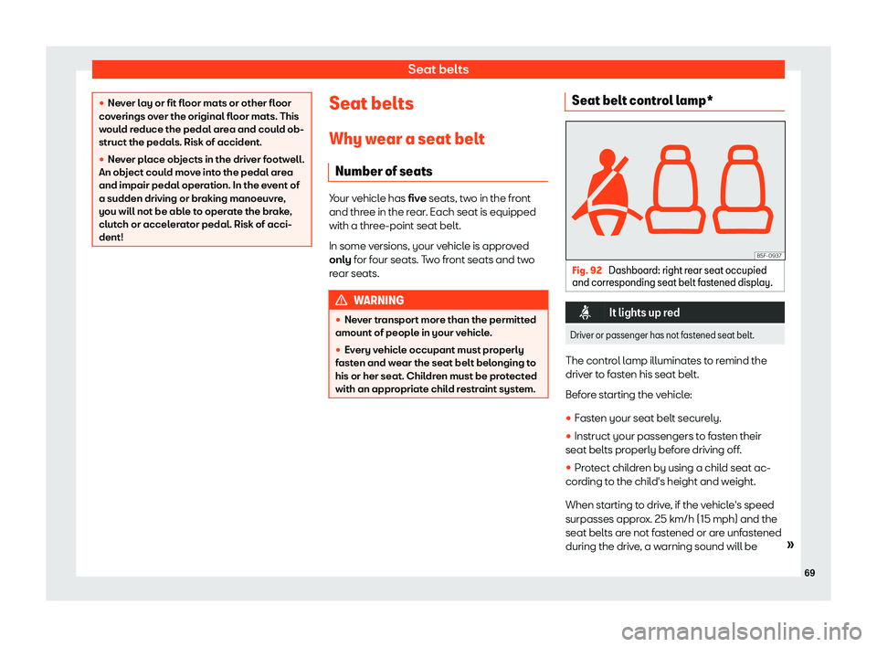 Seat Leon 2018  Owners manual Seat belts
