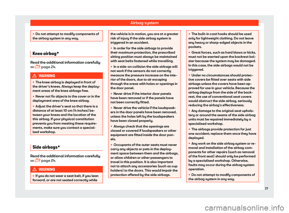 Seat Leon 2018 Manual PDF Airbag system
