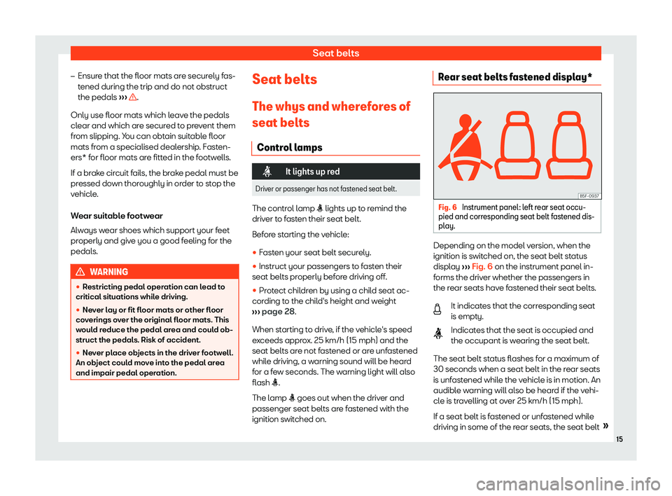 Seat Ateca 2020 User Guide Seat belts
�