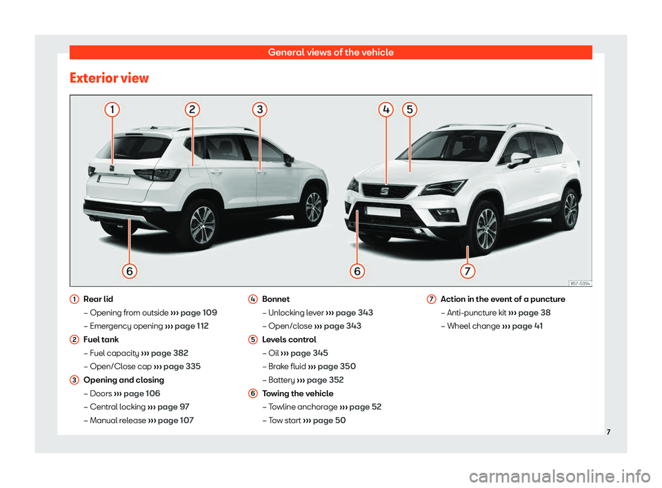 Seat Ateca 2020  Owners Manual General views of the vehicle
Exterior view Rear lid
