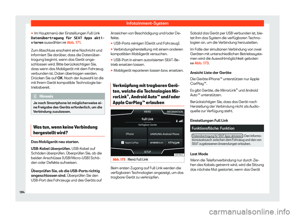 Seat Ateca 2020  Betriebsanleitung (in German) Infotainment-System
