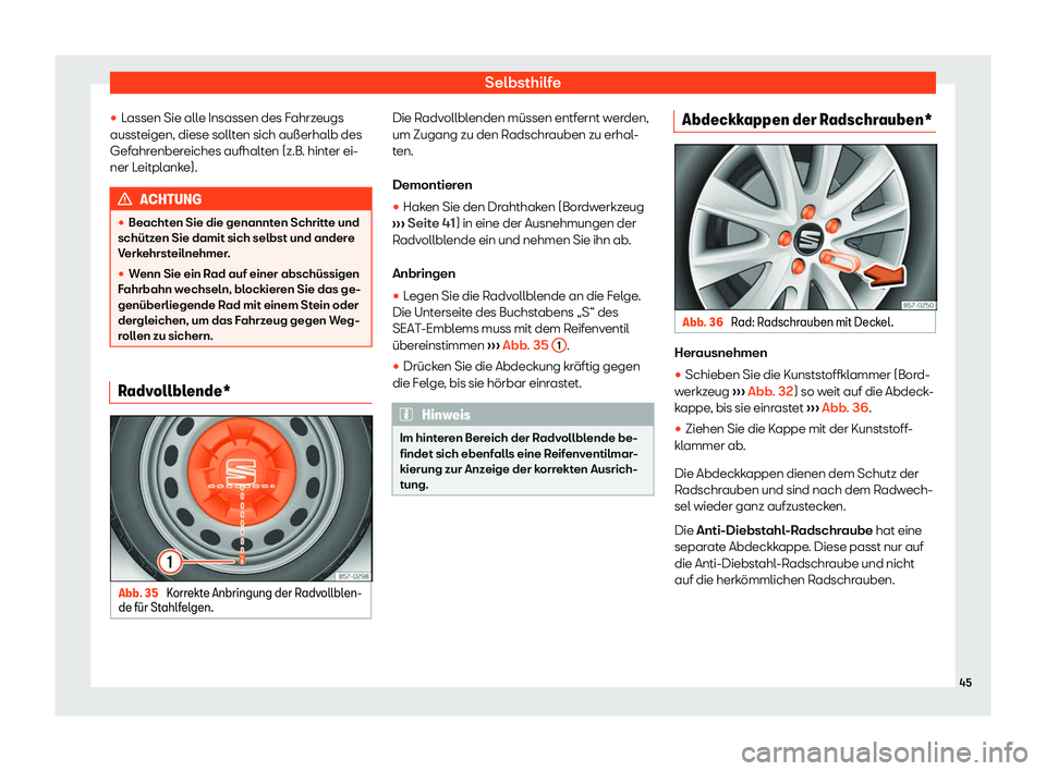 Seat Ateca 2020  Betriebsanleitung (in German) Selbsthilfe
