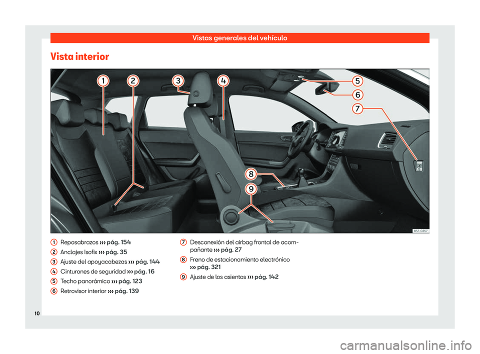 Seat Ateca 2020  Manual del propietario (in Spanish) Vistas generales del veh