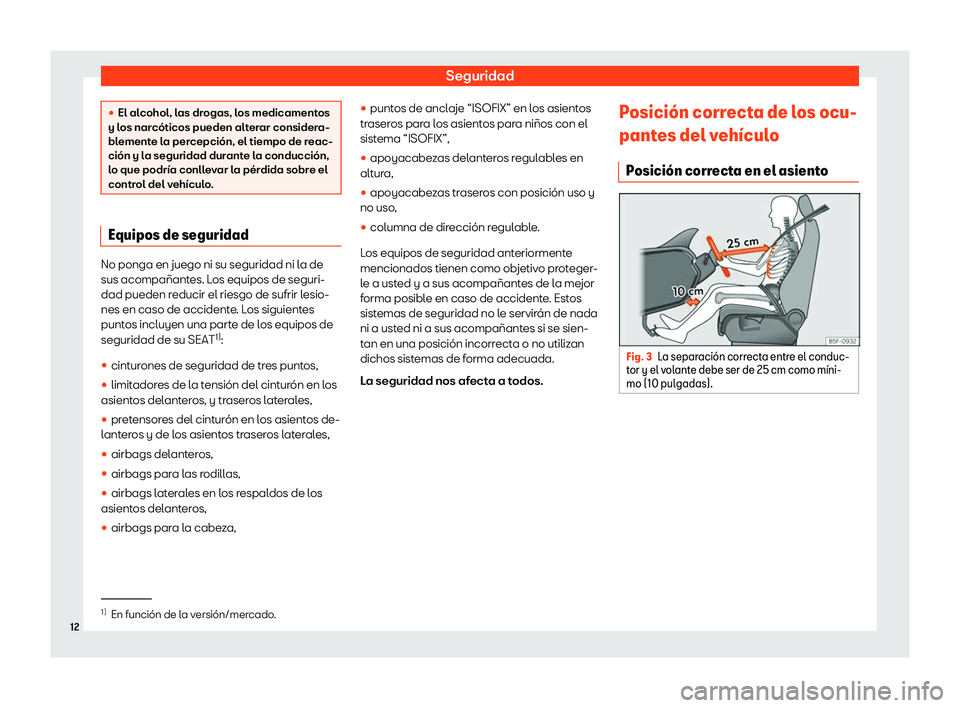 Seat Ateca 2020  Manual del propietario (in Spanish) Seguridad
