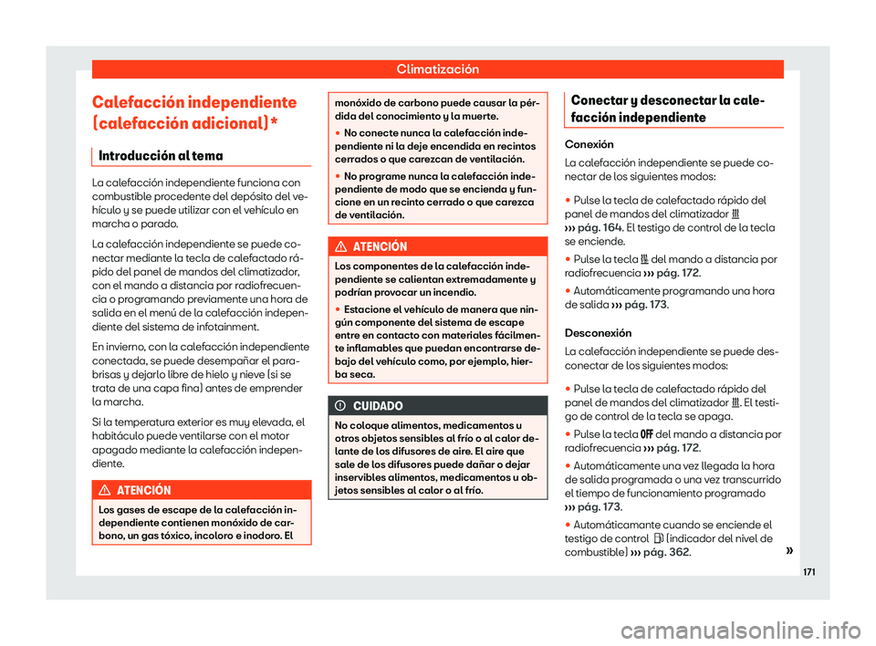 Seat Ateca 2020  Manual del propietario (in Spanish) Climatizaci