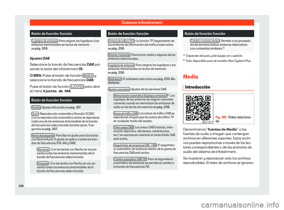 Seat Ateca 2020  Manual del propietario (in Spanish) Sistema Infotainment
Bot