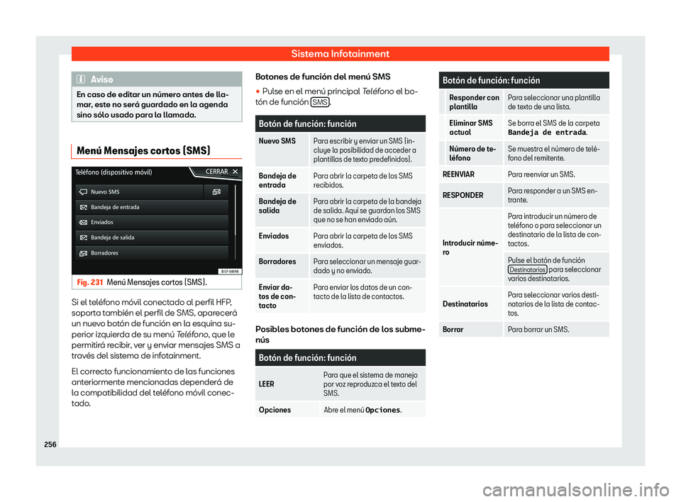 Seat Ateca 2020  Manual del propietario (in Spanish) Sistema Infotainment
Aviso
En caso de editar un n