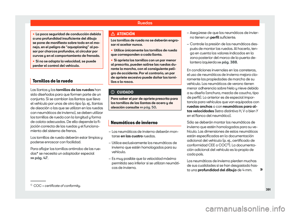 Seat Ateca 2020  Manual del propietario (in Spanish) Ruedas

