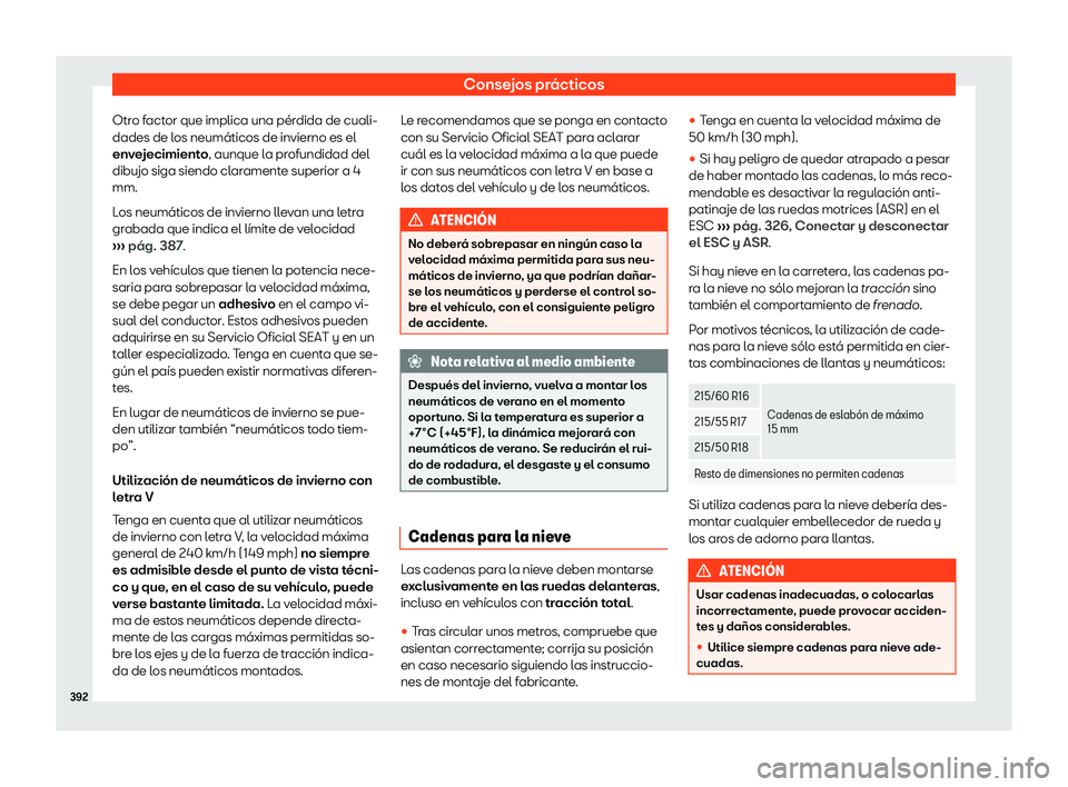 Seat Ateca 2020  Manual del propietario (in Spanish) Consejos pr