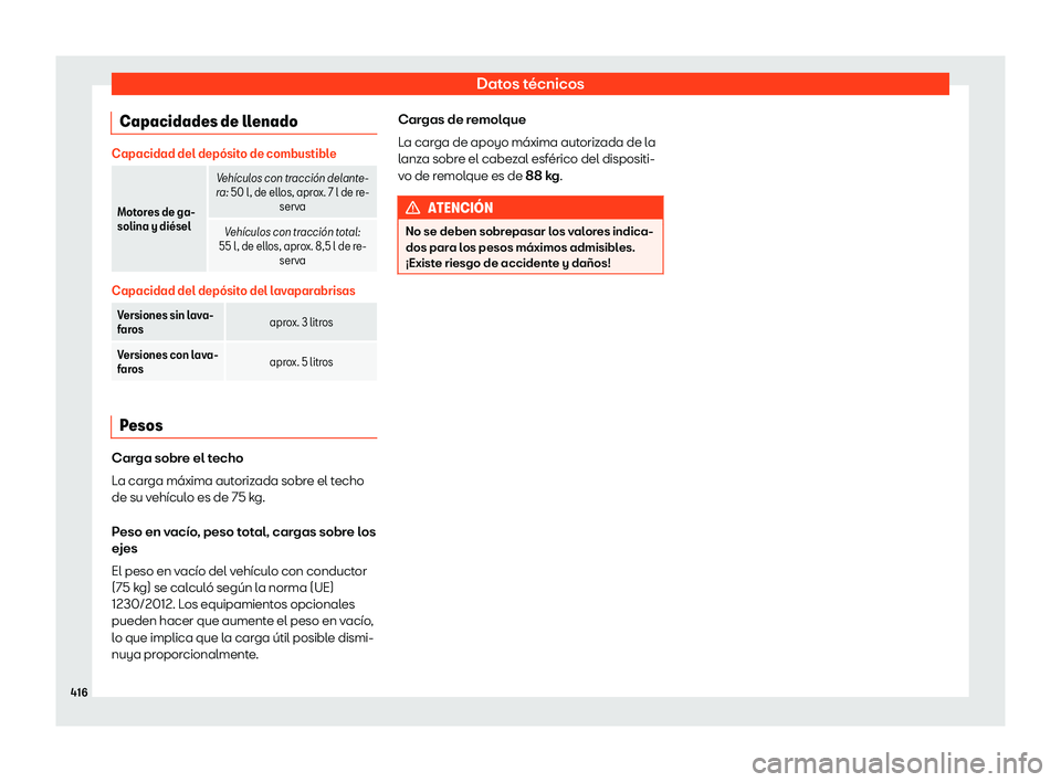 Seat Ateca 2020 Manual del propietario (in Spanish) Datos t Seat Ateca 2020 Manual del propietario (in Spanish) Datos t